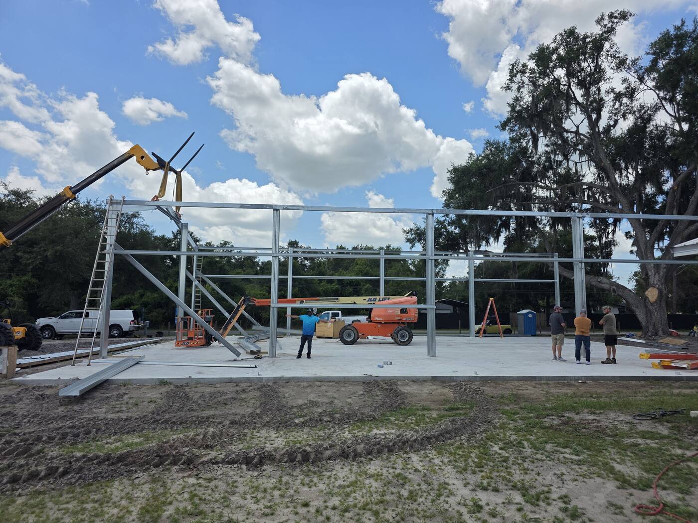 Commercial steel building under construction
