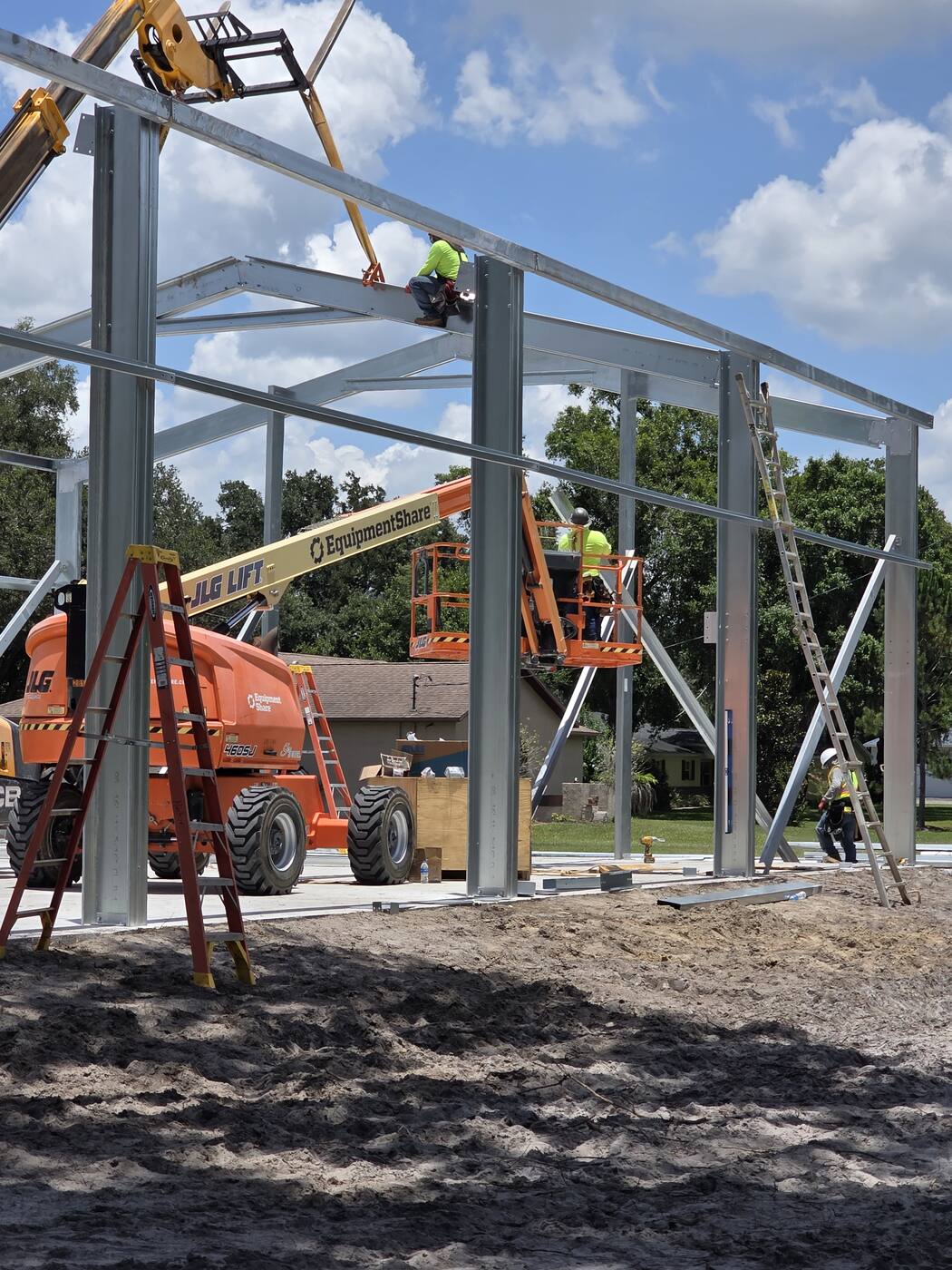 Industrial steel frame going up