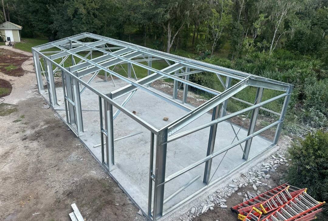 Open steel frame