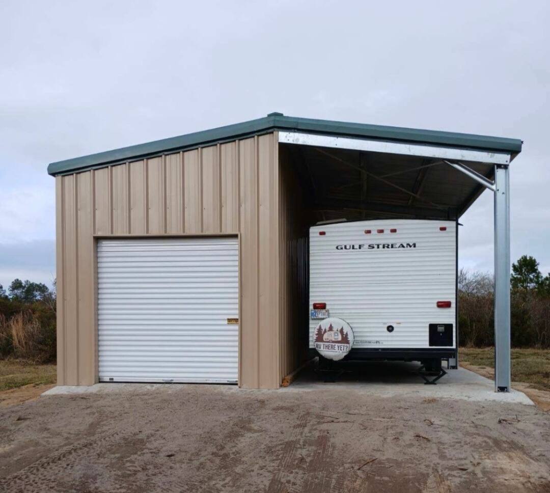 Carport with roll-up garage