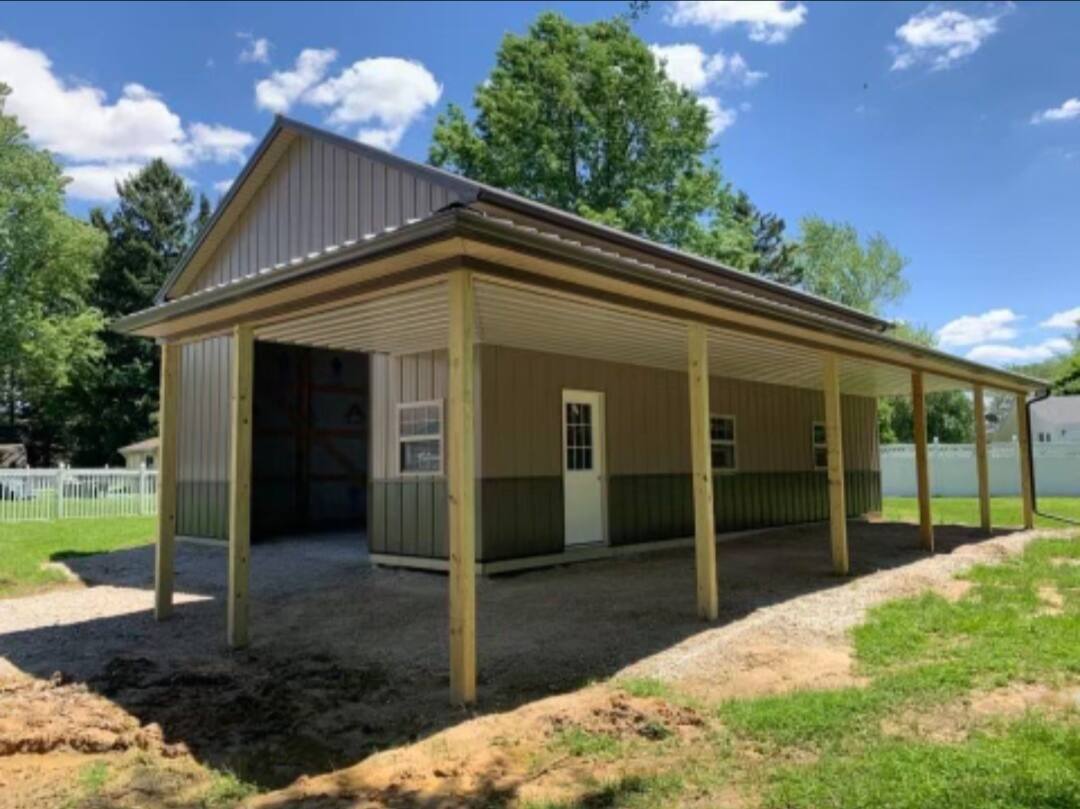 Steel building with covered porch