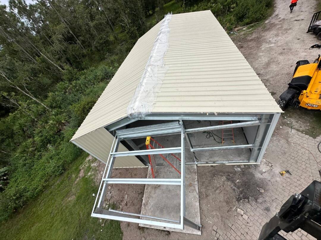 Completed steel building