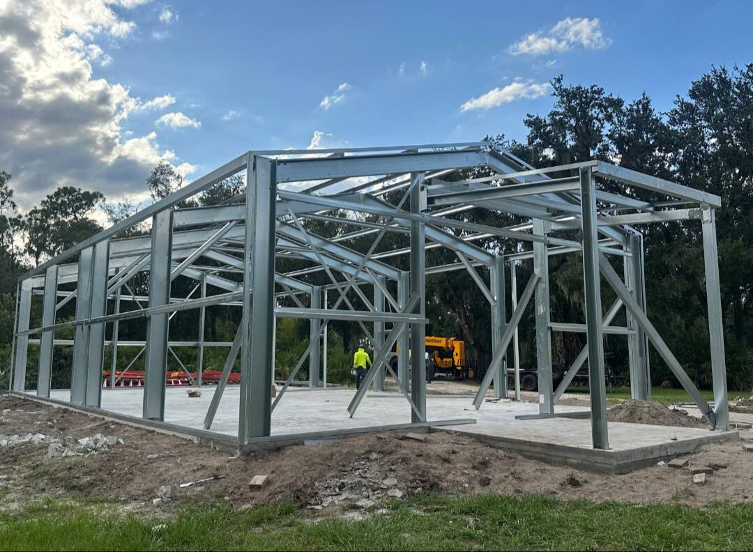 Setting the steel frame